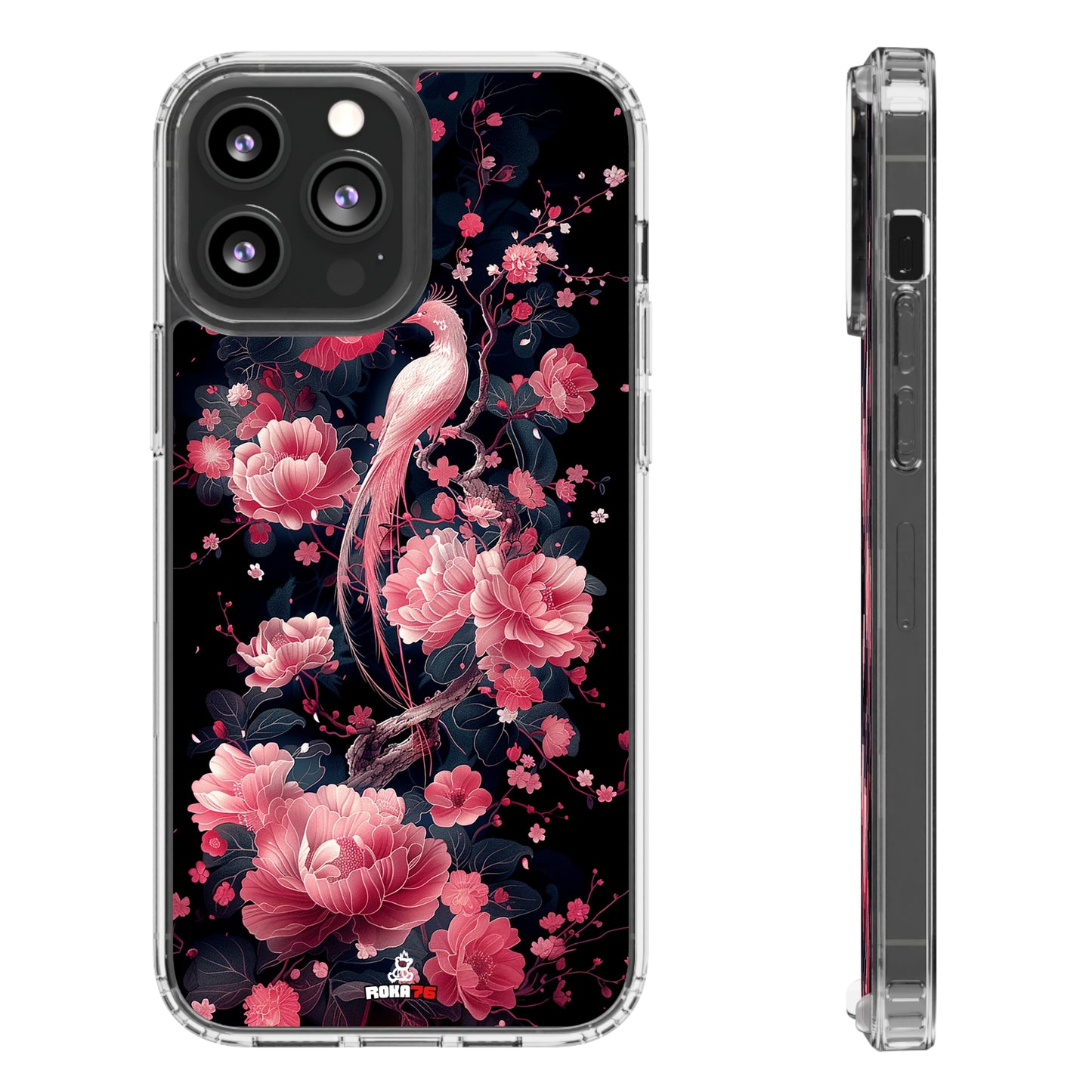 Clear Phone Cases Graphic Pink Bird