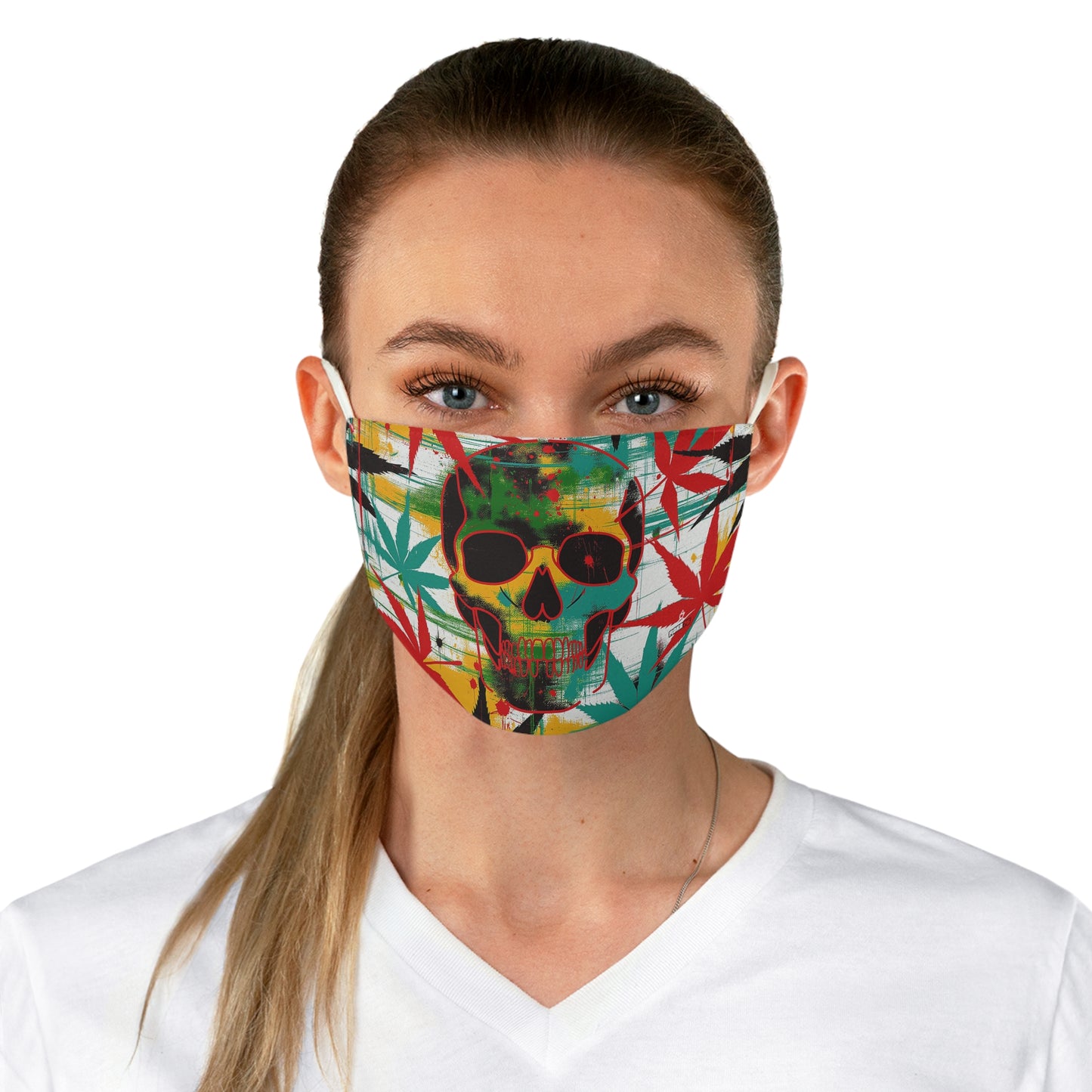 Fabric Face Mask Graphic Skull Cannabis