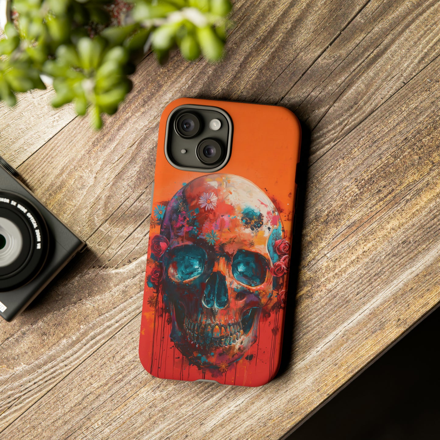 Tough Phone Case Orange Skull