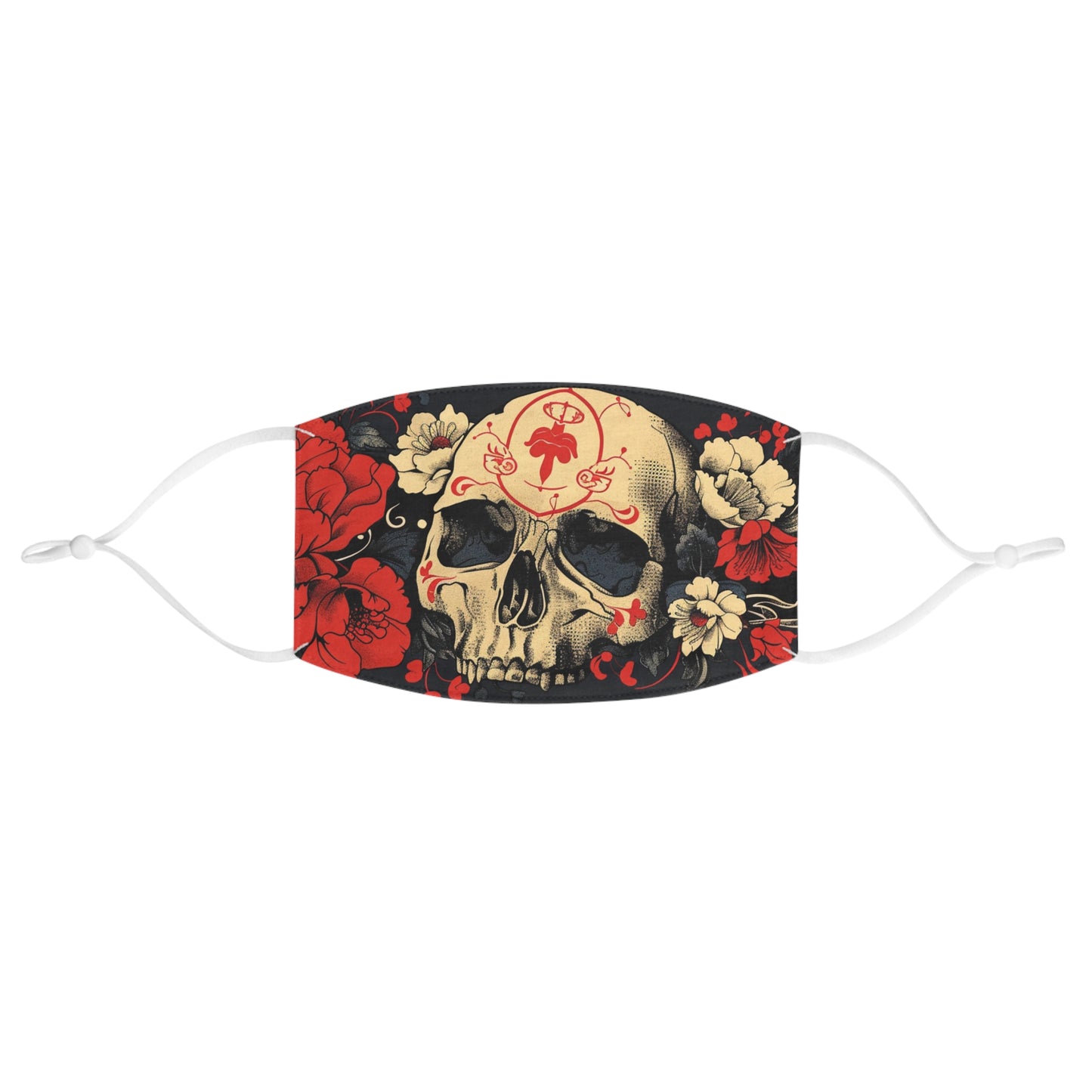 Fabric Face Mask Rose Skull Design