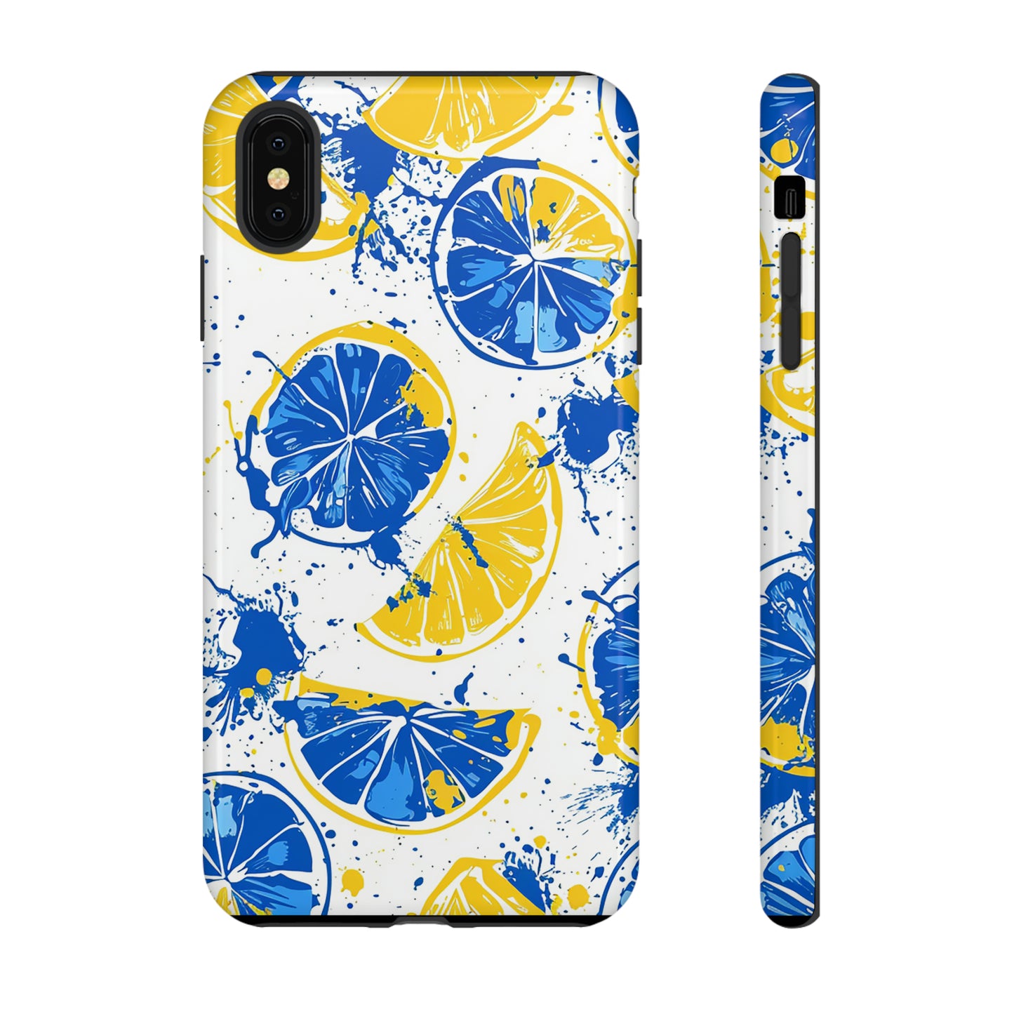 Tough Phone Case Lemon Blue and Yellow