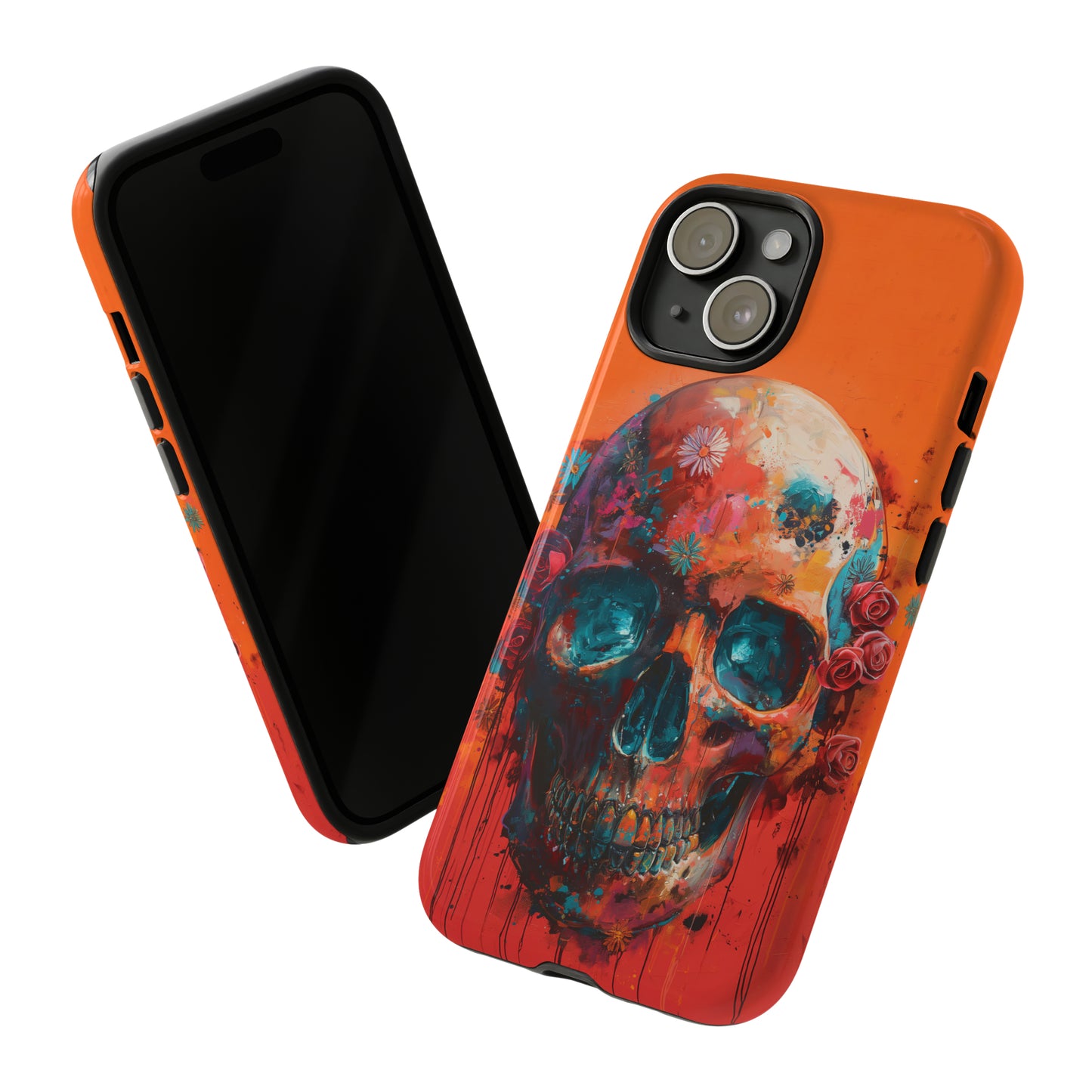 Tough Phone Case Orange Skull