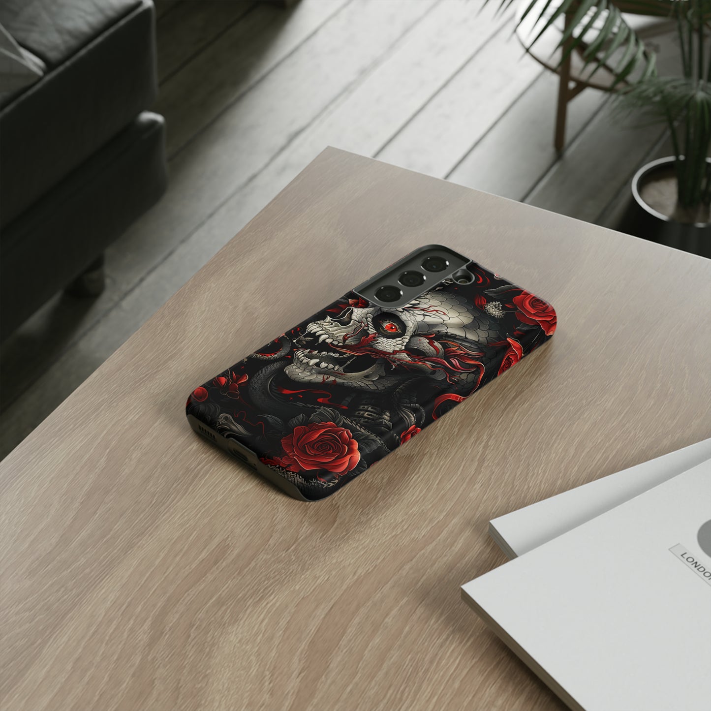 Tough Phone Case Skull and Rose 03