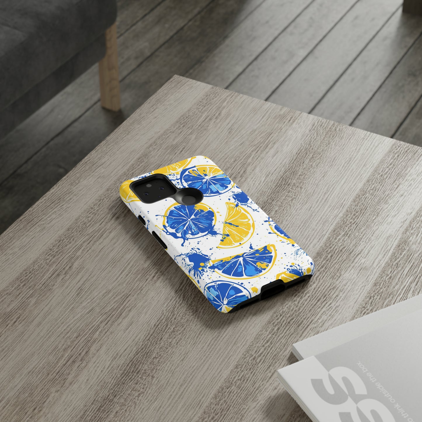 Tough Phone Case Lemon Blue and Yellow