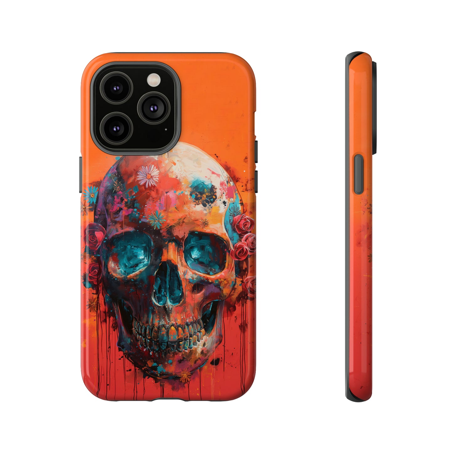 Tough Phone Case Orange Skull