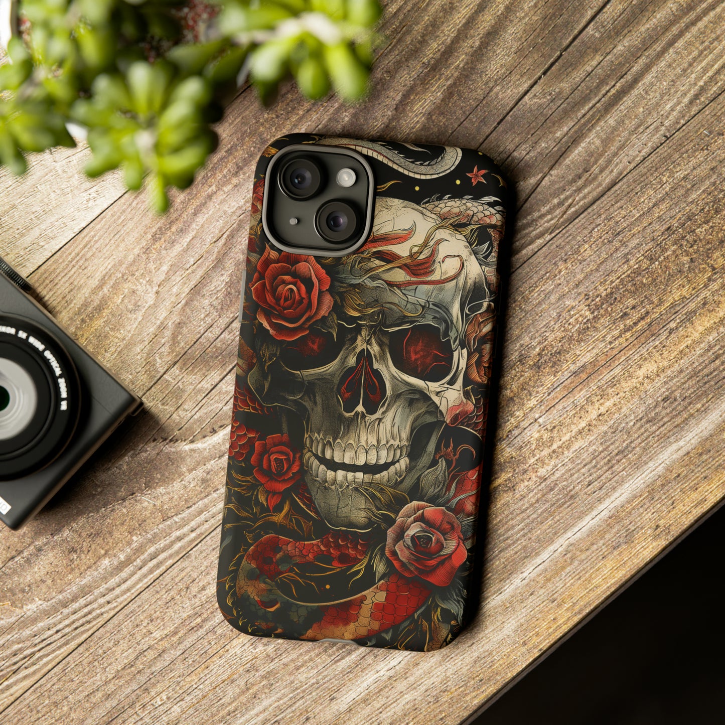 Tough Phone Case Skull and Rose 02