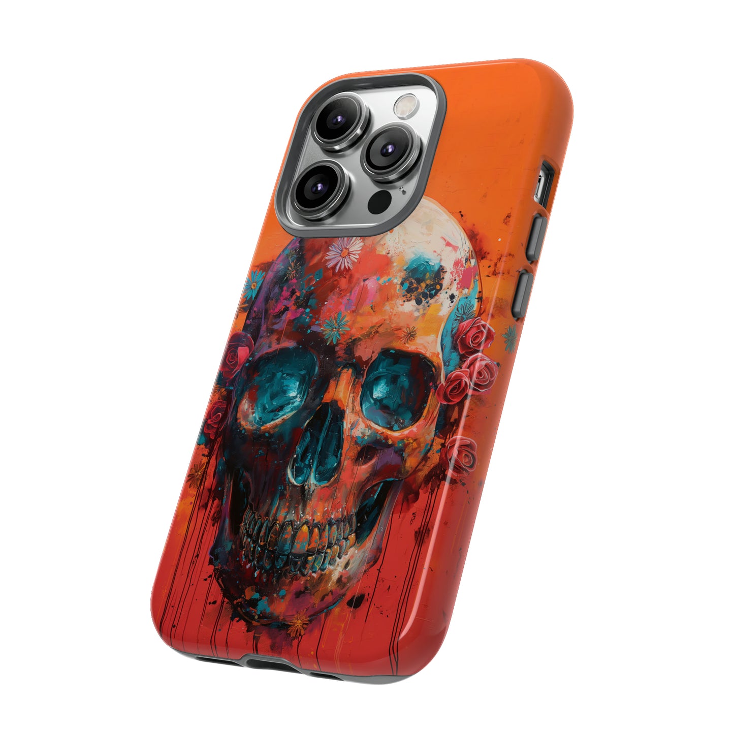 Tough Phone Case Orange Skull