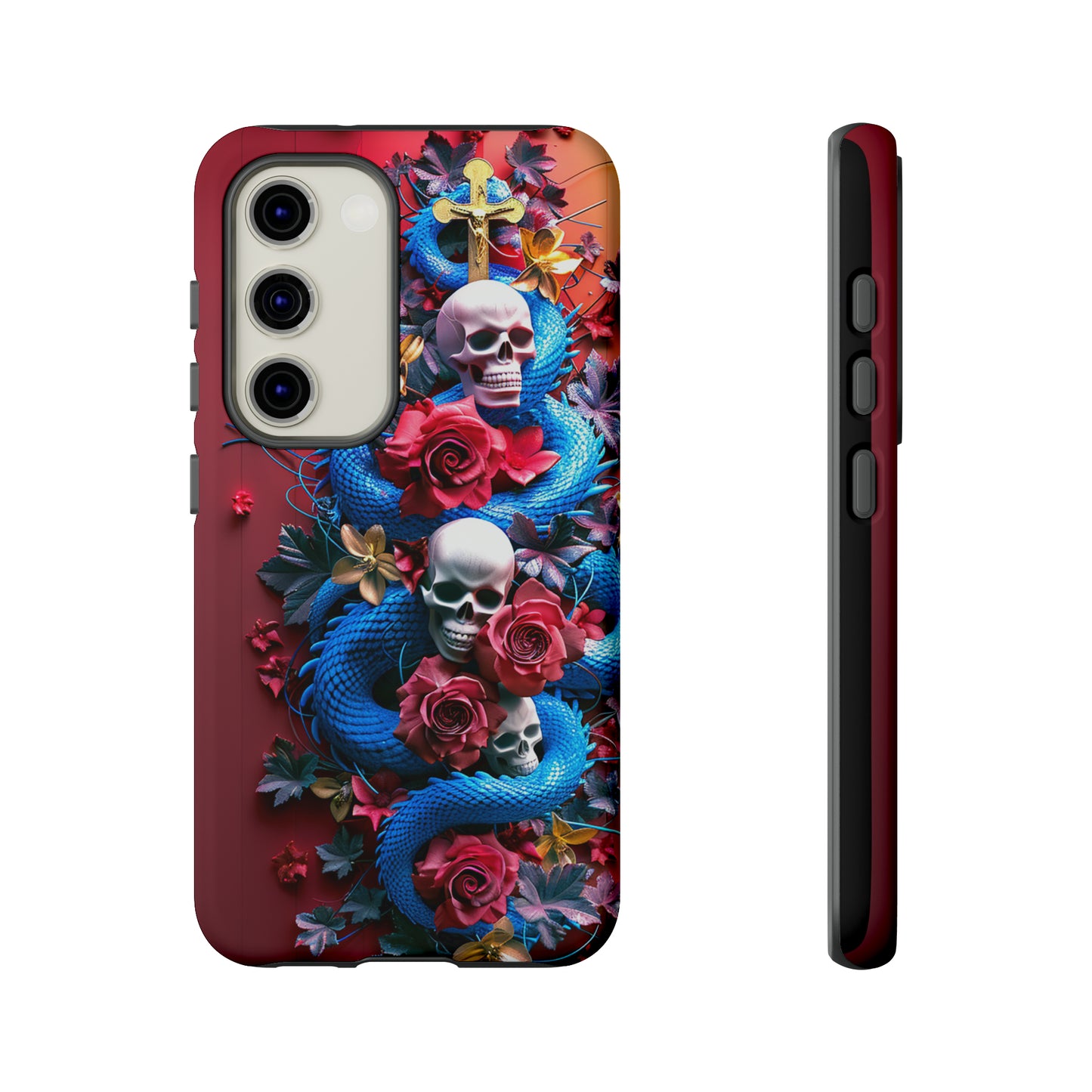 Tough Phone Case Skull and Snake