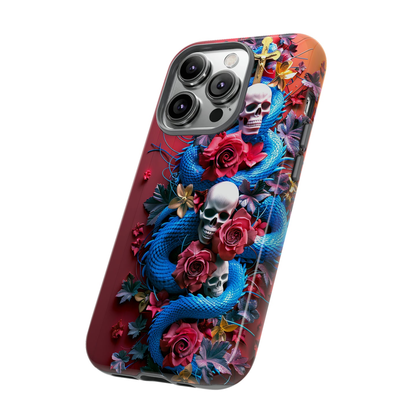 Tough Phone Case Skull and Snake