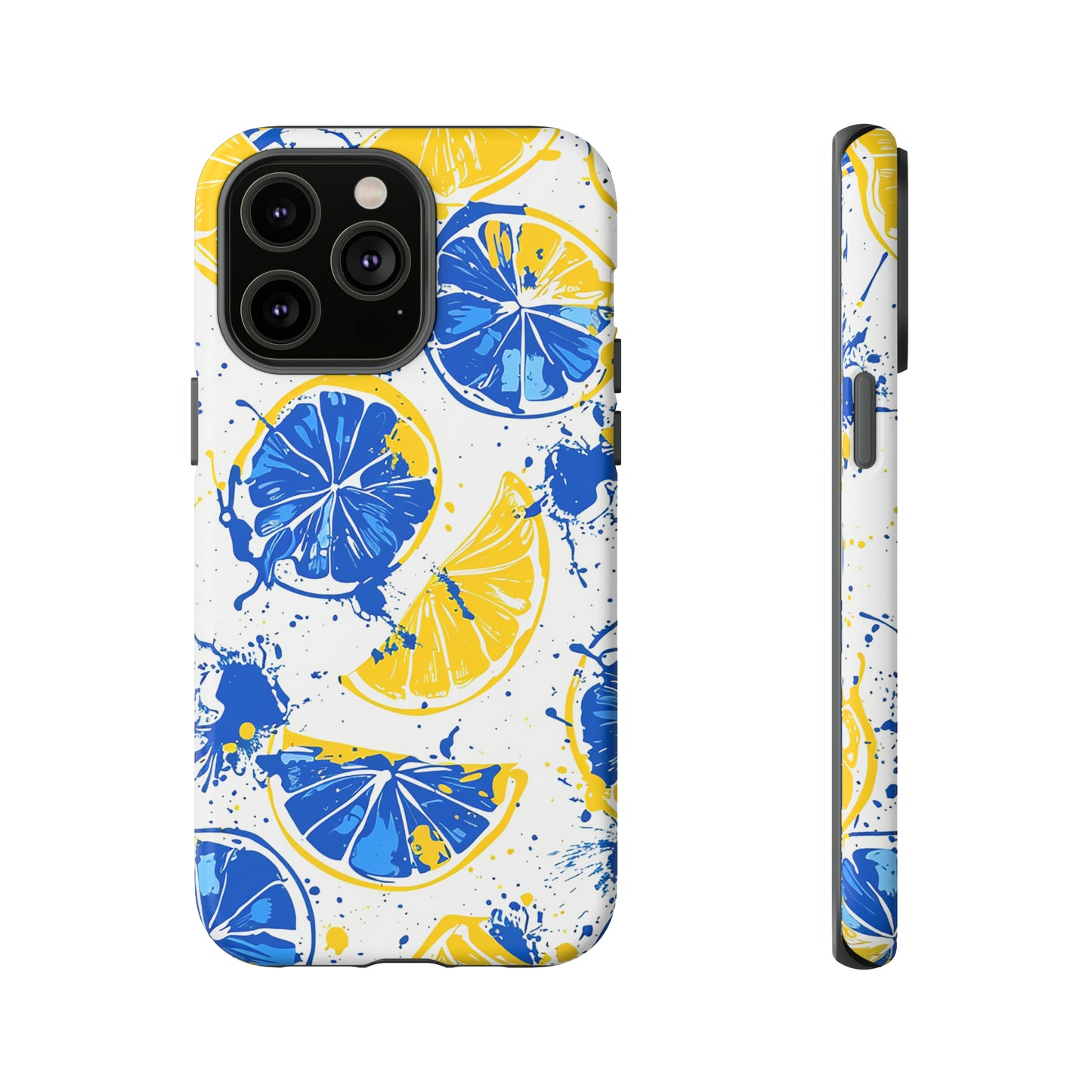 Tough Phone Case Lemon Blue and Yellow