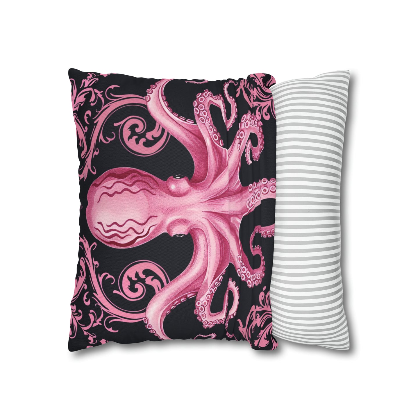 Spun Polyester Square Pillow Pink Octopus