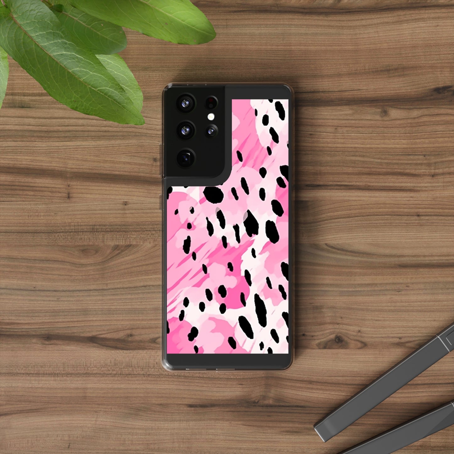 Clear Phone Cases Pink Leopard Spots