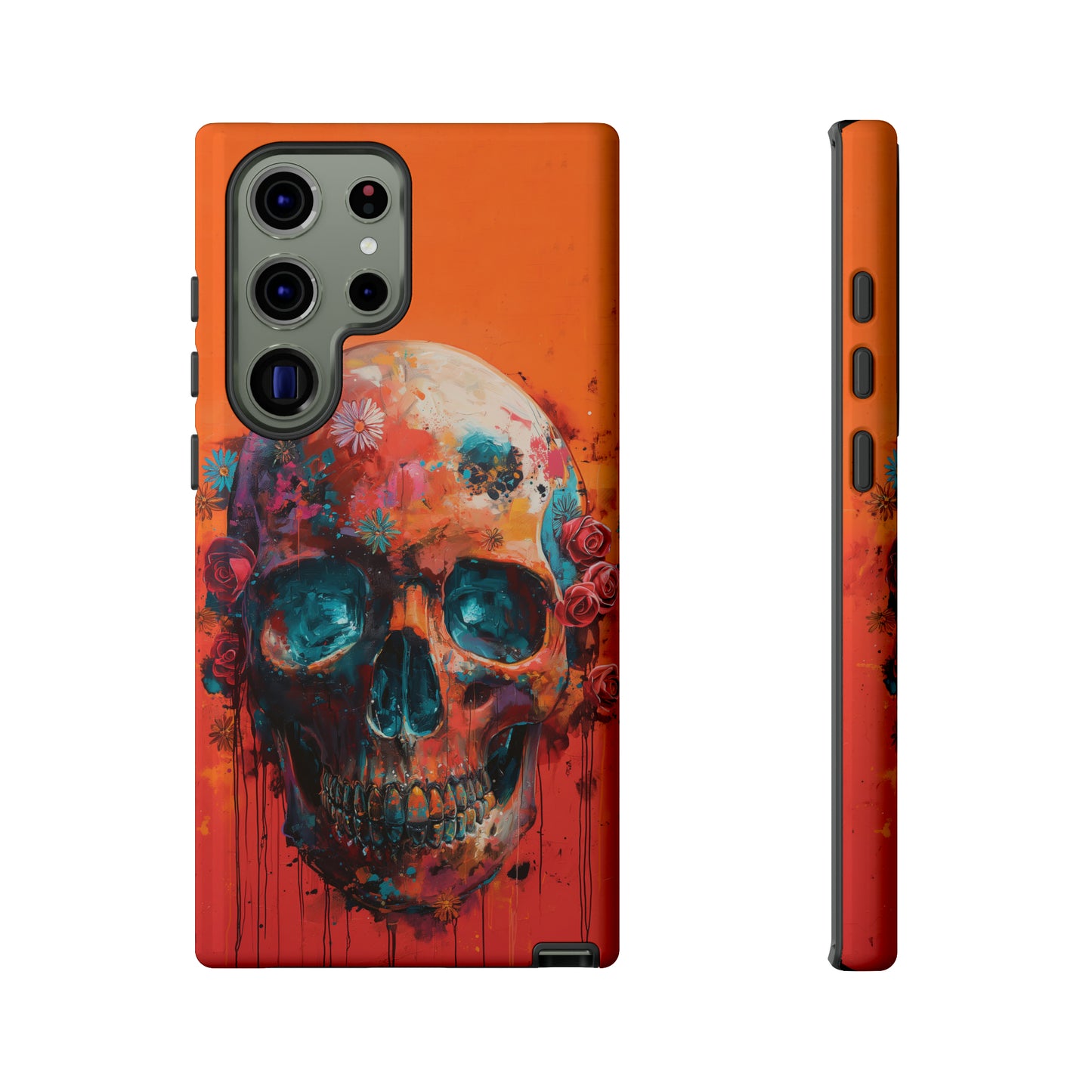 Tough Phone Case Orange Skull