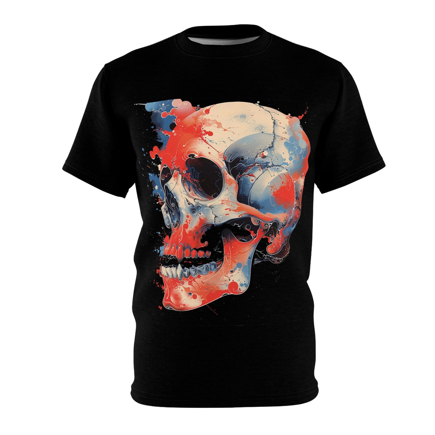 Red Blue Skull Graphic Tee