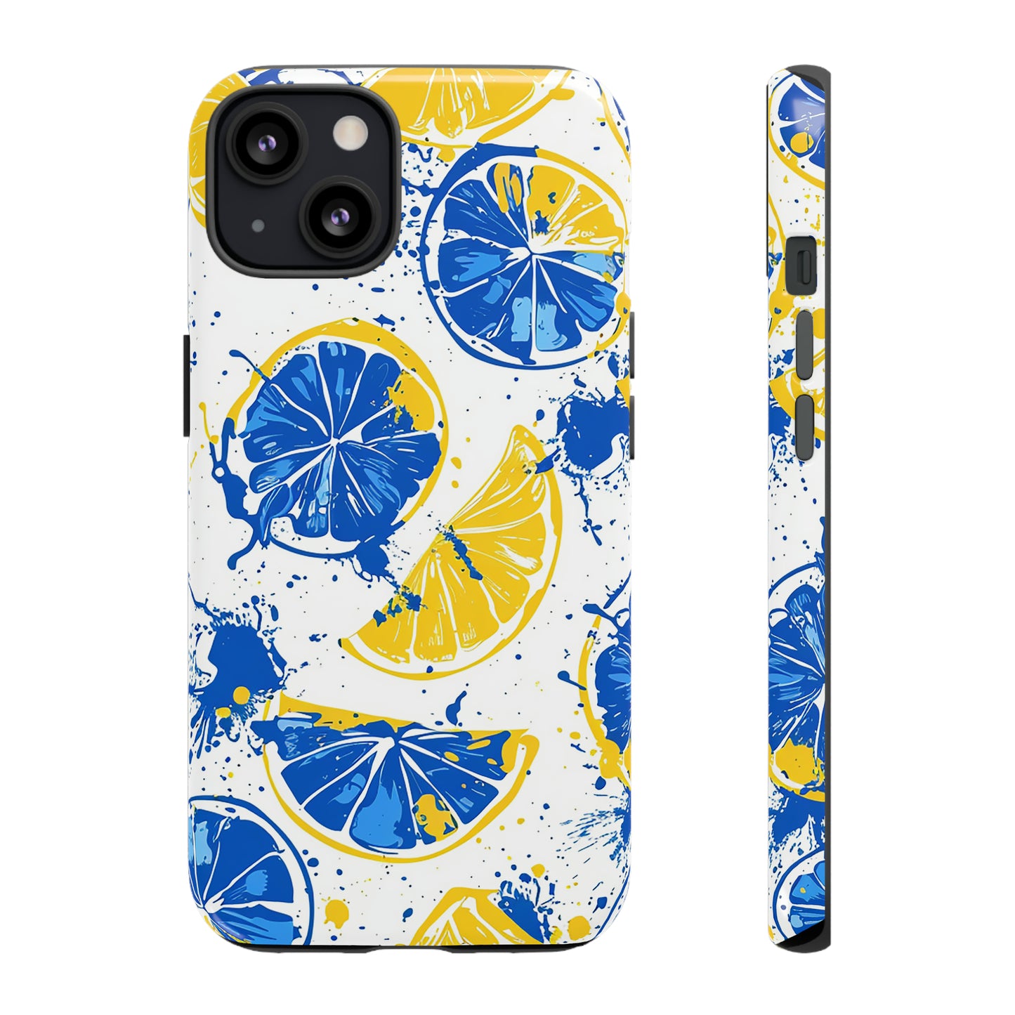 Tough Phone Case Lemon Blue and Yellow