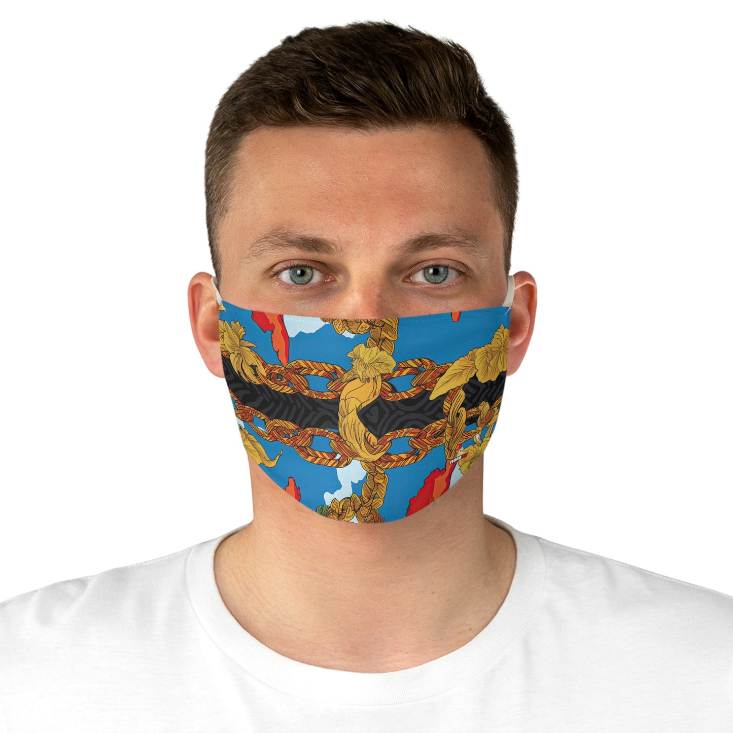 Fabric Face Mask Graphic Blue Gold