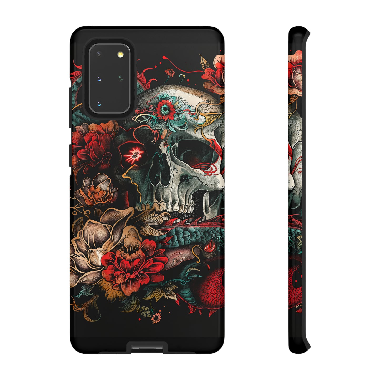 Tough Phone Case Skull and Rose