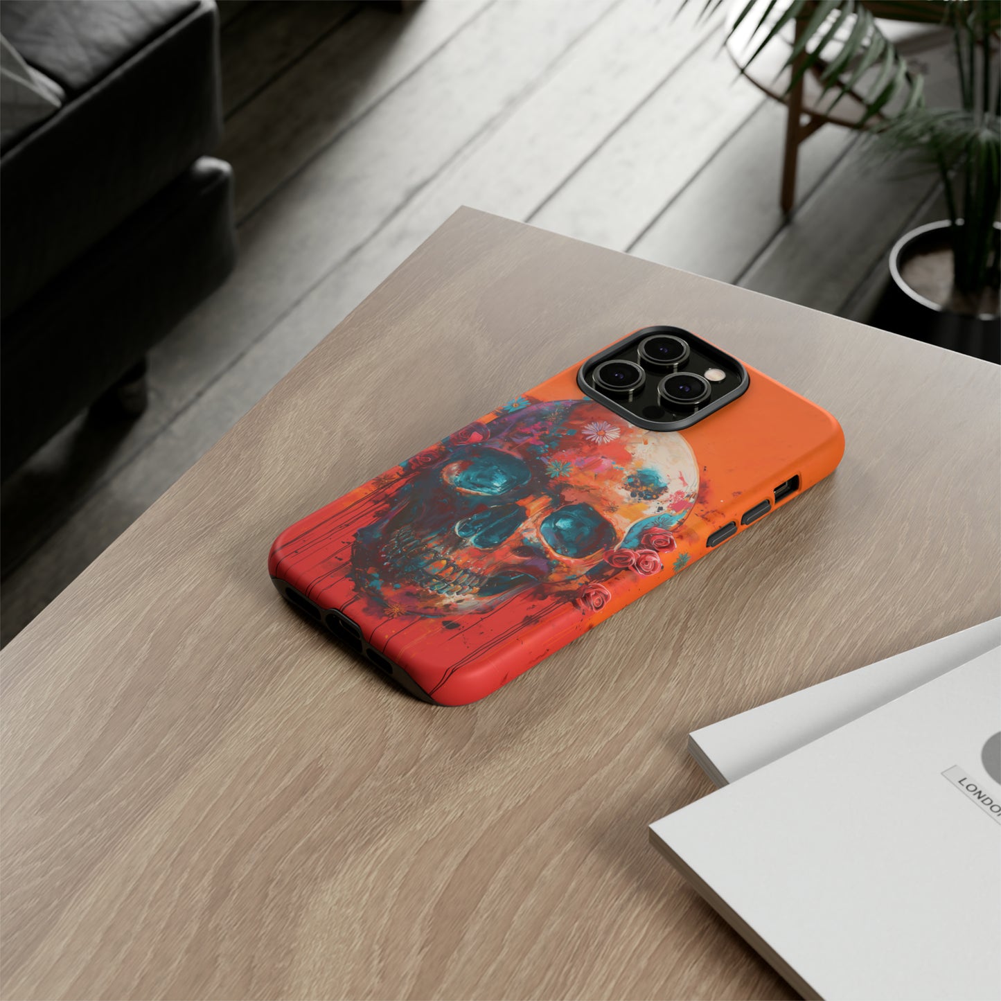 Tough Phone Case Orange Skull