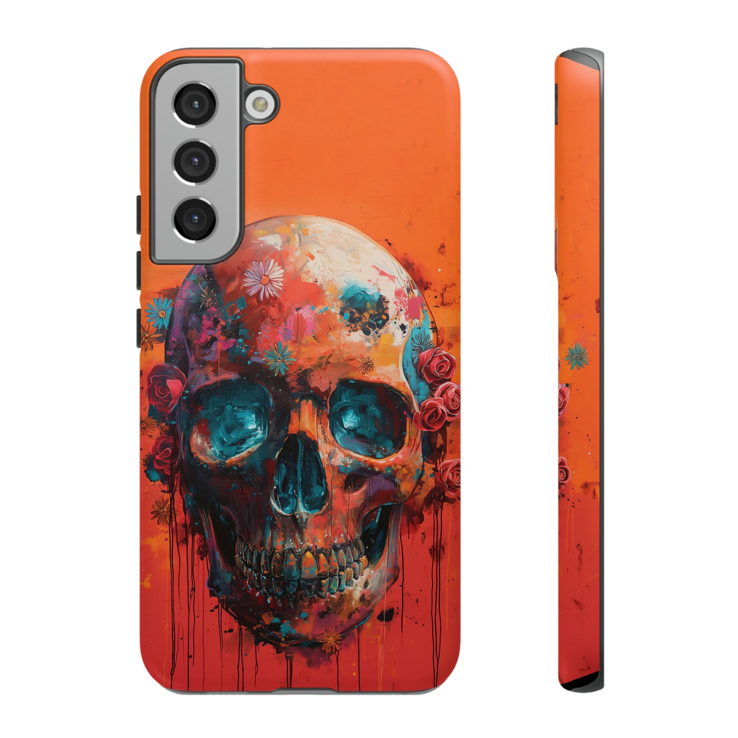 Tough Phone Case Orange Skull