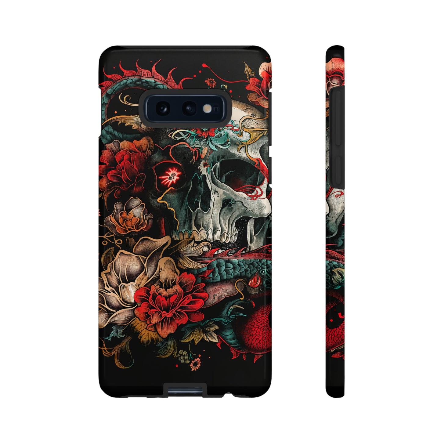 Tough Phone Case Skull and Rose