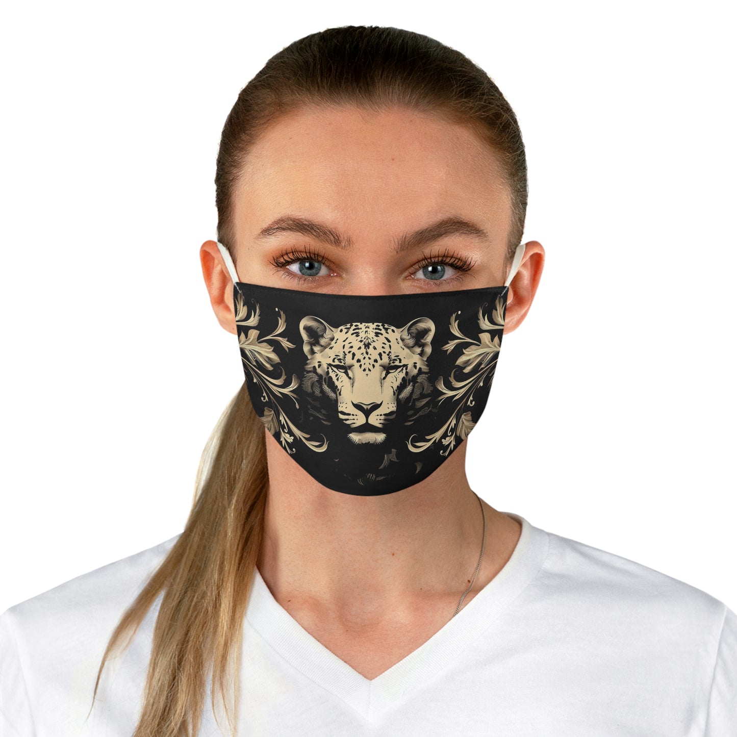 Fabric Face Mask White Leopard