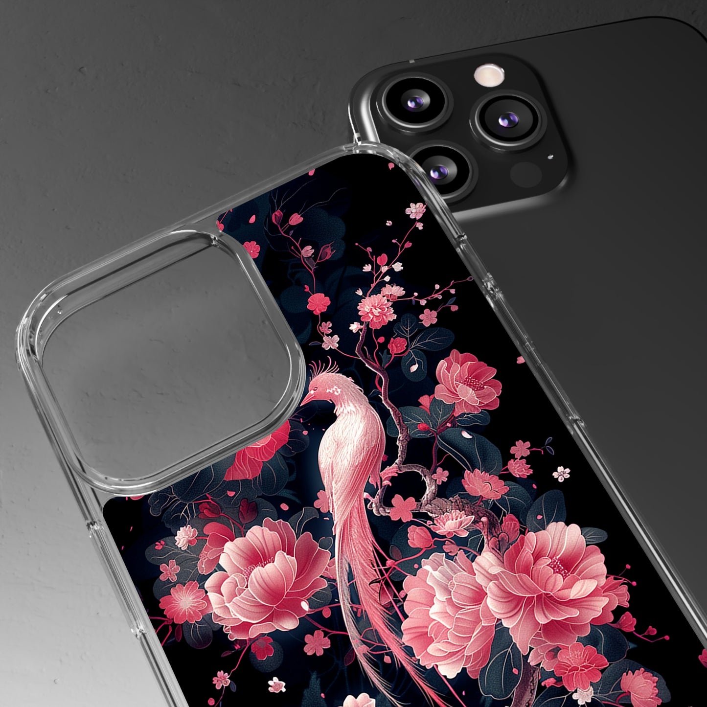 Clear Phone Cases Graphic Pink Bird