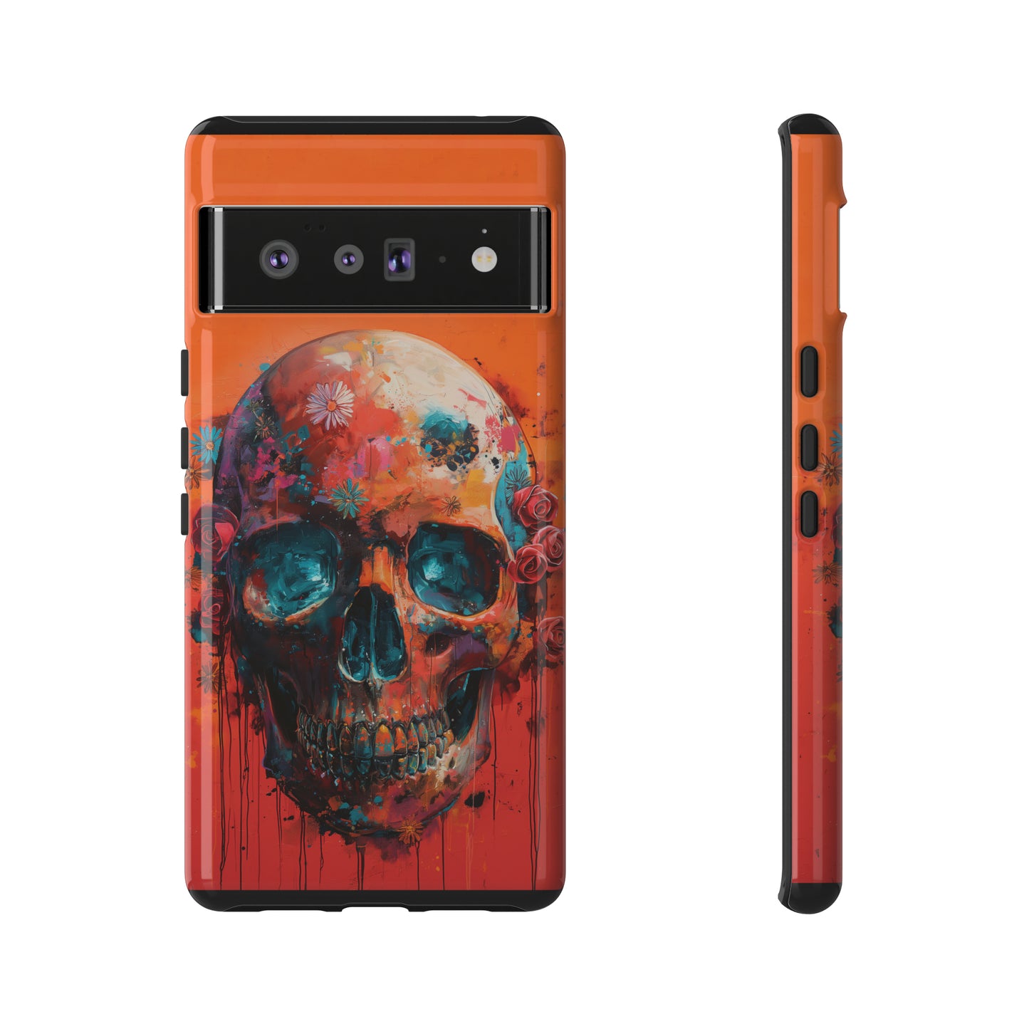 Tough Phone Case Orange Skull