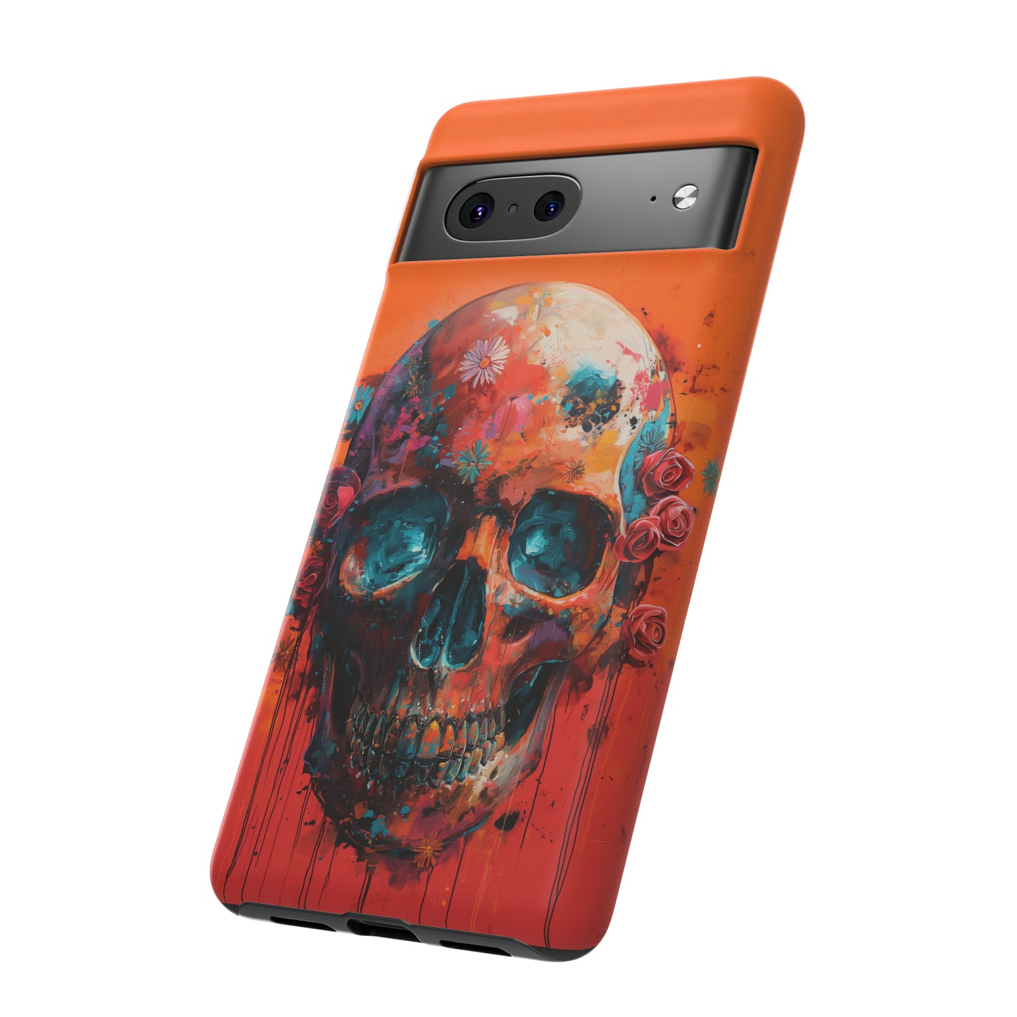 Tough Phone Case Orange Skull