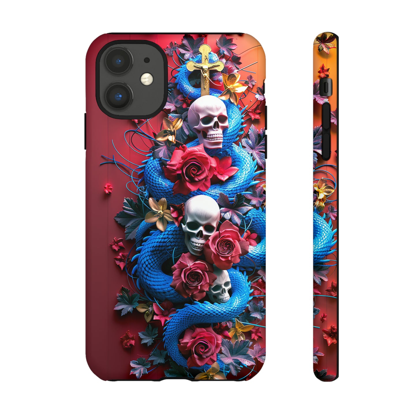 Tough Phone Case Skull and Snake