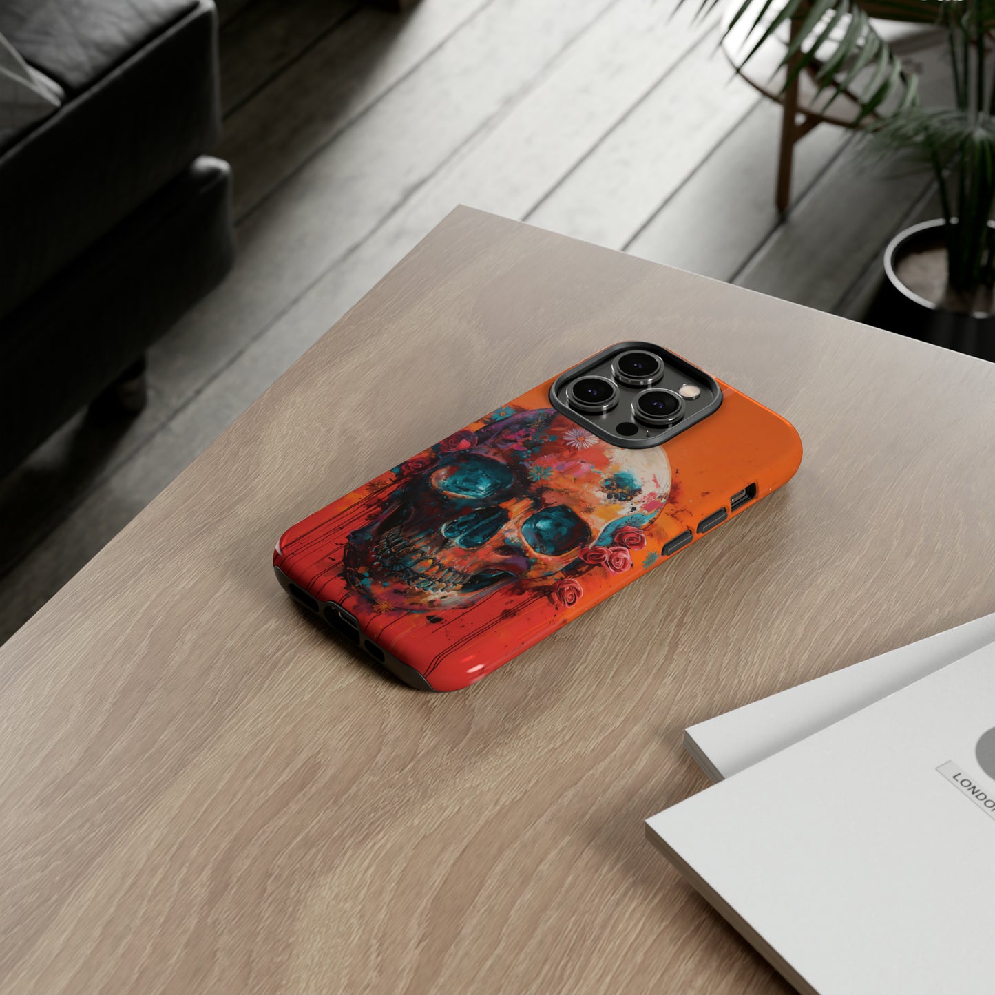 Tough Phone Case Orange Skull