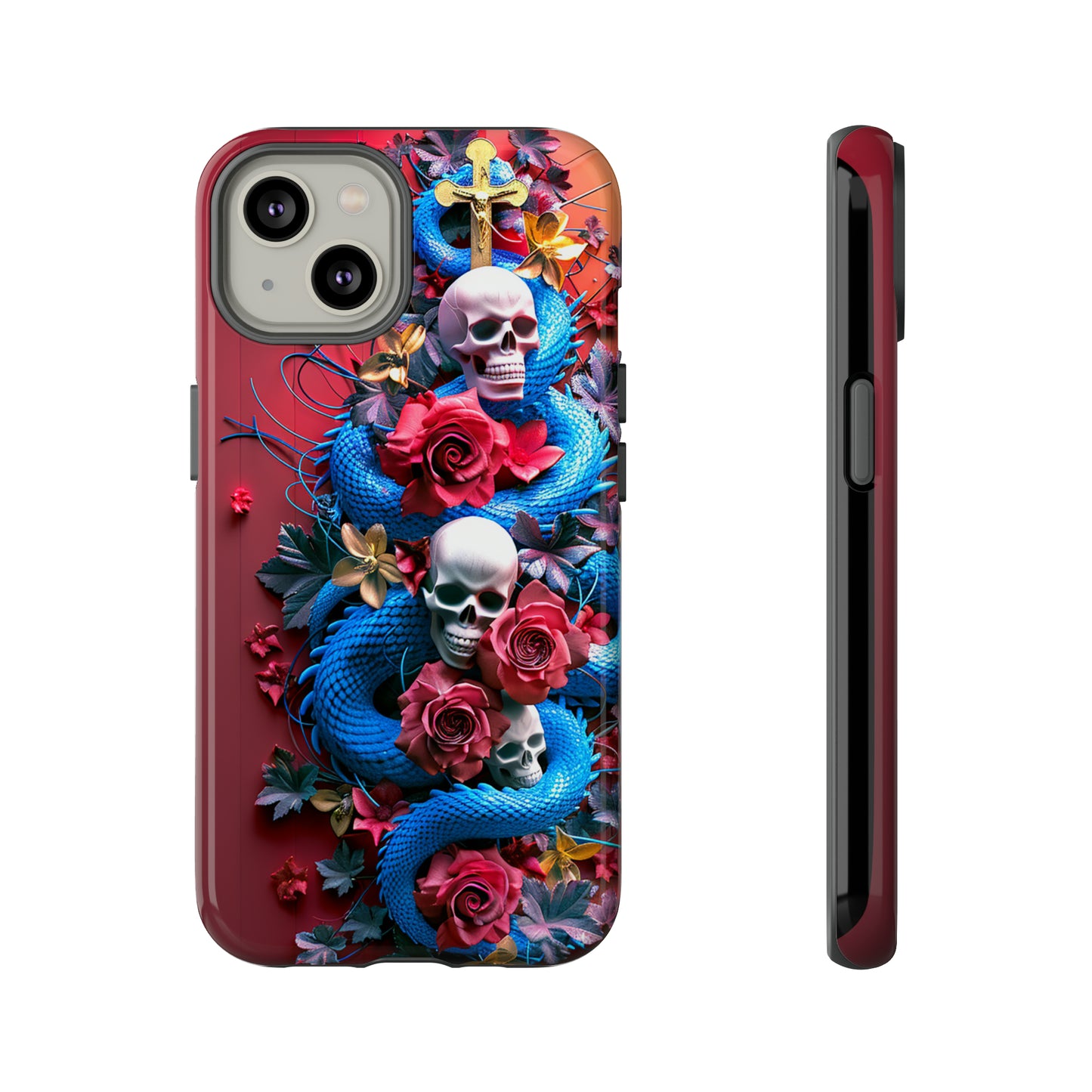 Tough Phone Case Skull and Snake