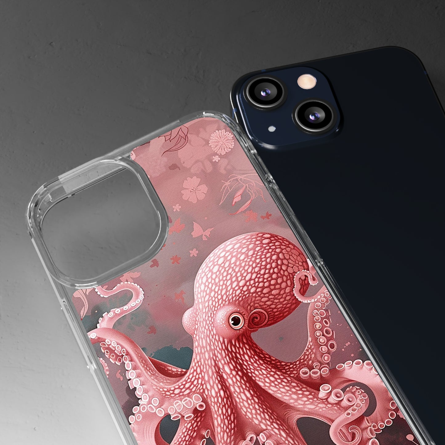 Clear Phone Cases Pink Octopus