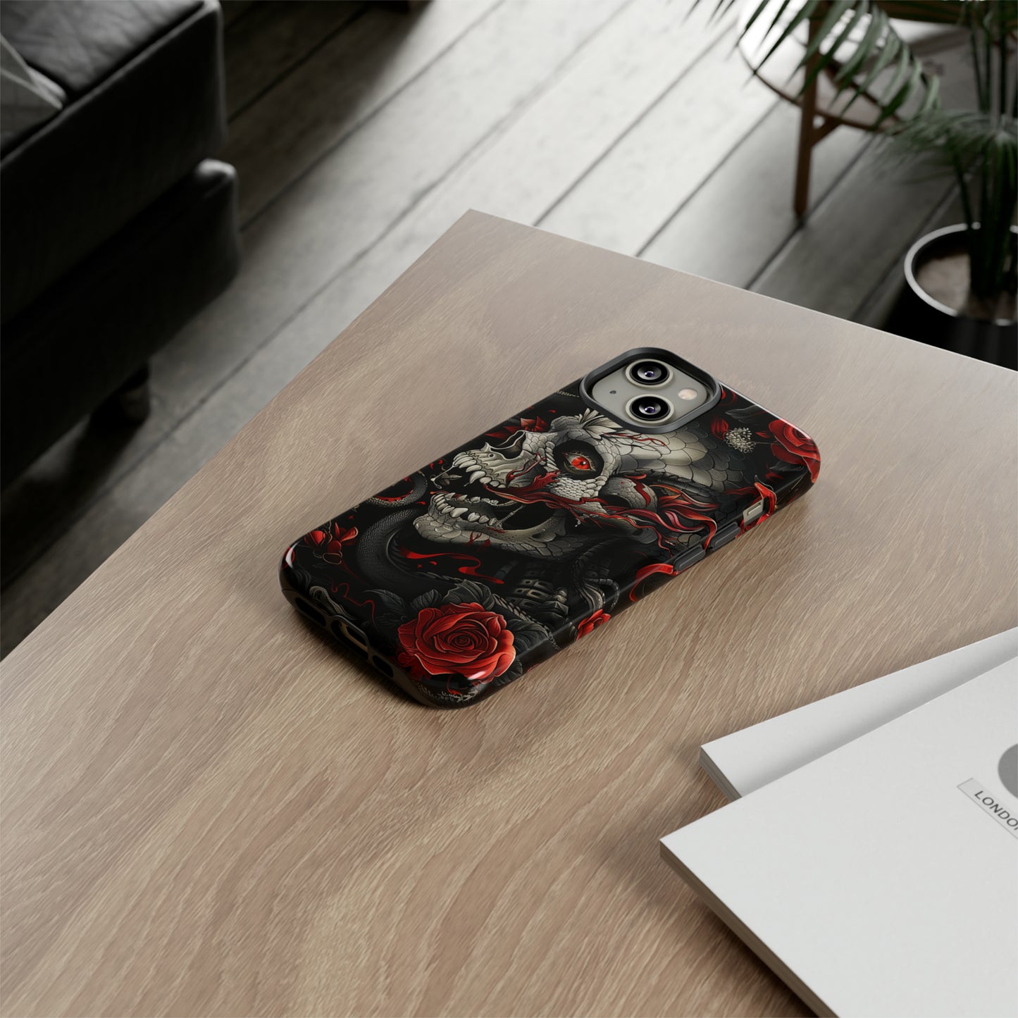 Tough Phone Case Skull and Rose 03