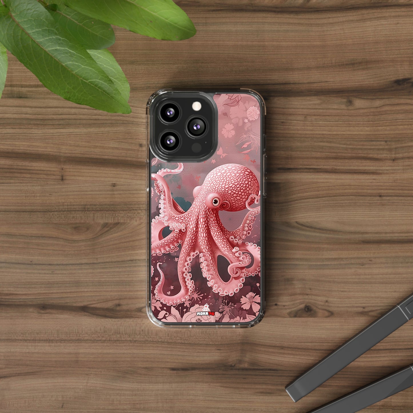 Clear Phone Cases Pink Octopus