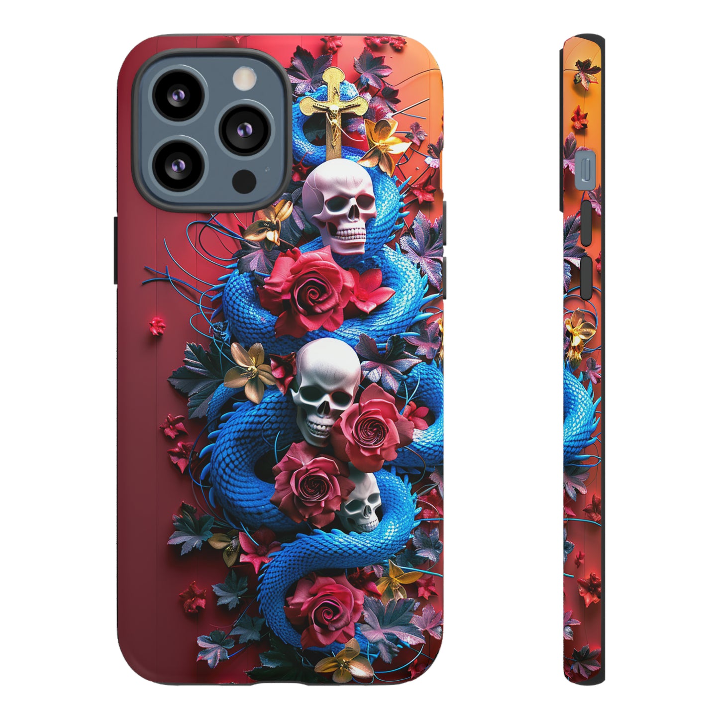 Tough Phone Case Skull and Snake