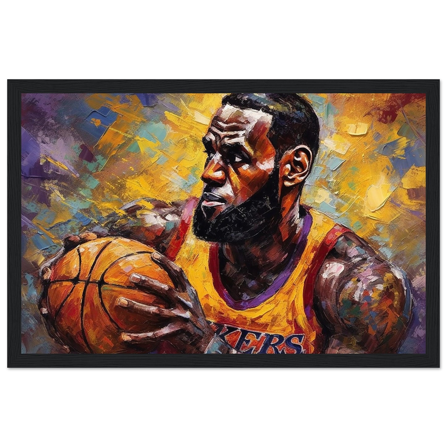 Courtside Majesty Lebron James on Wooden Framed