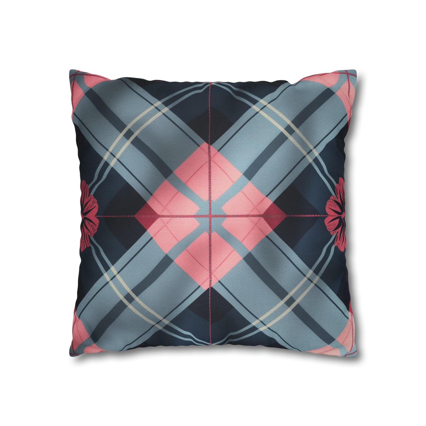 Spun Polyester Square Pillow Blue Pink