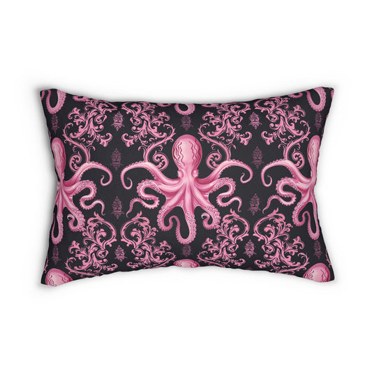 Spun Polyester Lumbar Pillow Pink Octopus