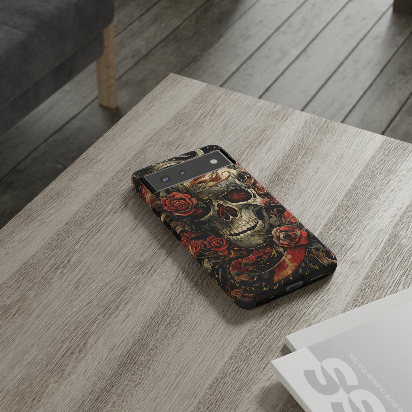 Tough Phone Case Skull and Rose 02