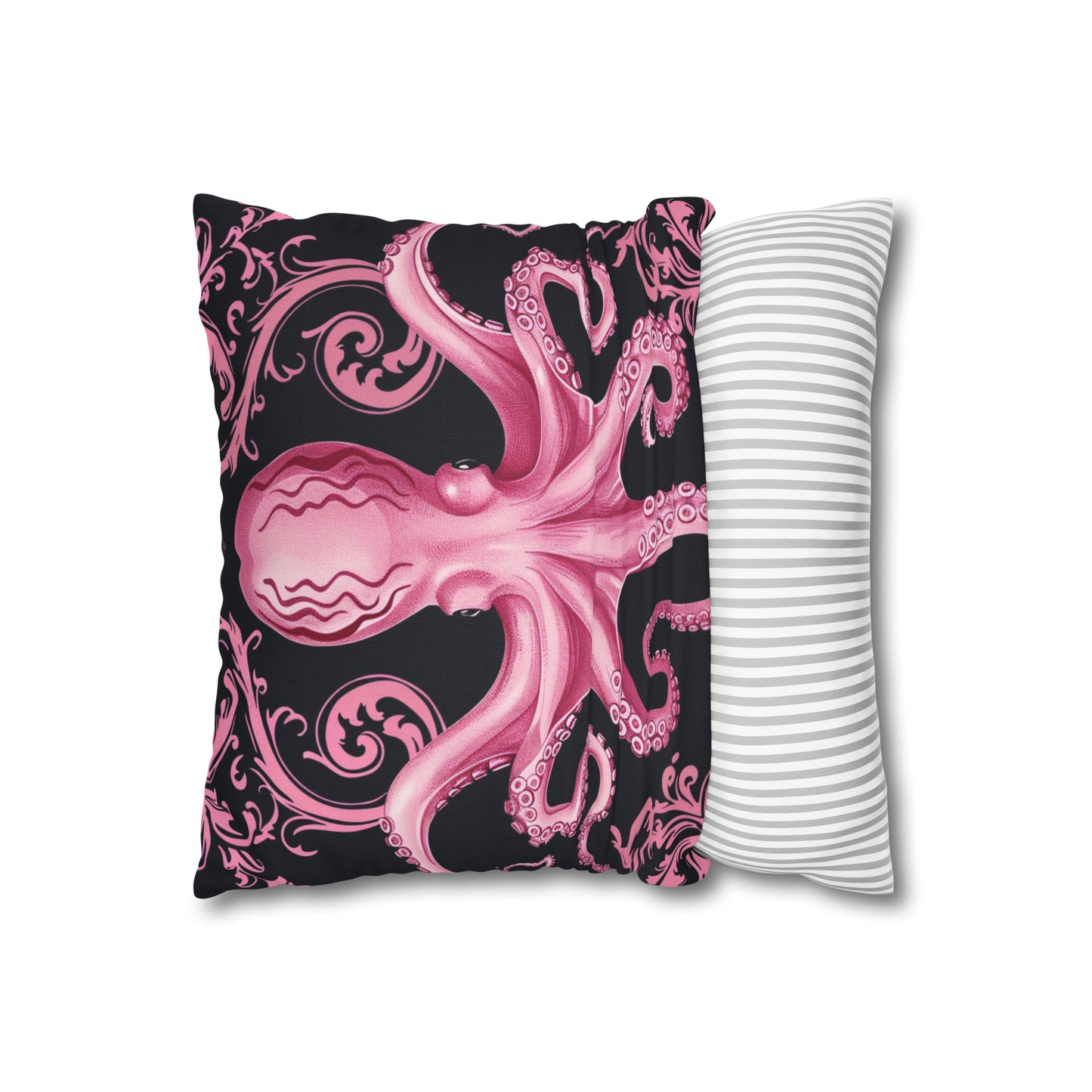 Spun Polyester Square Pillow Pink Octopus