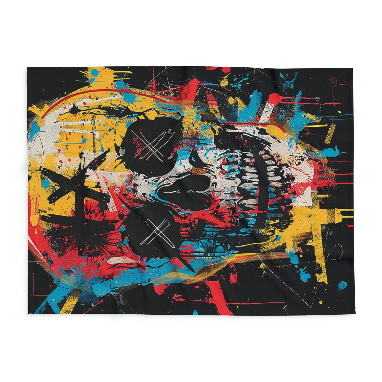 Arctic Fleece Blanket Graphic Graffiti Skull