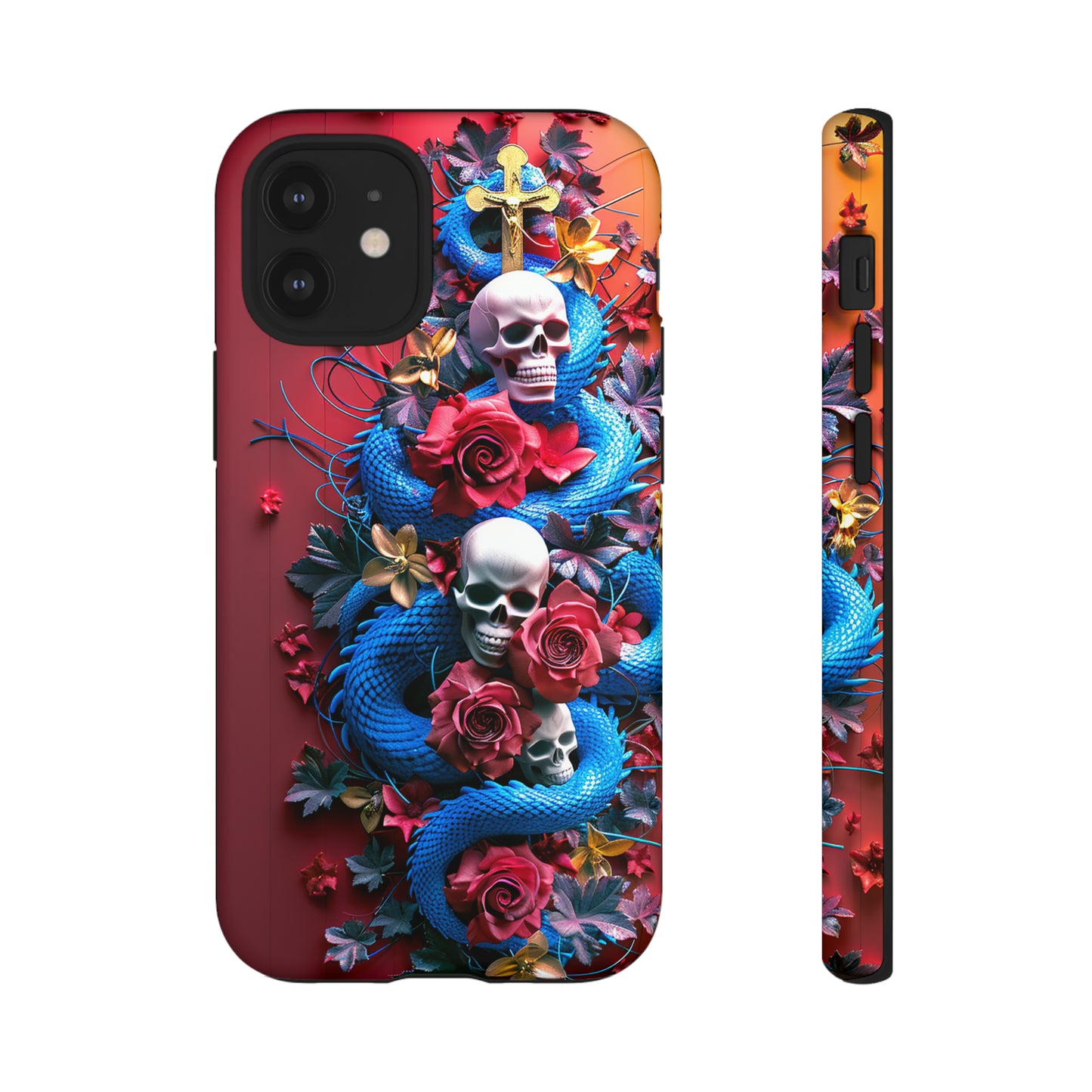 Tough Phone Case Skull and Snake