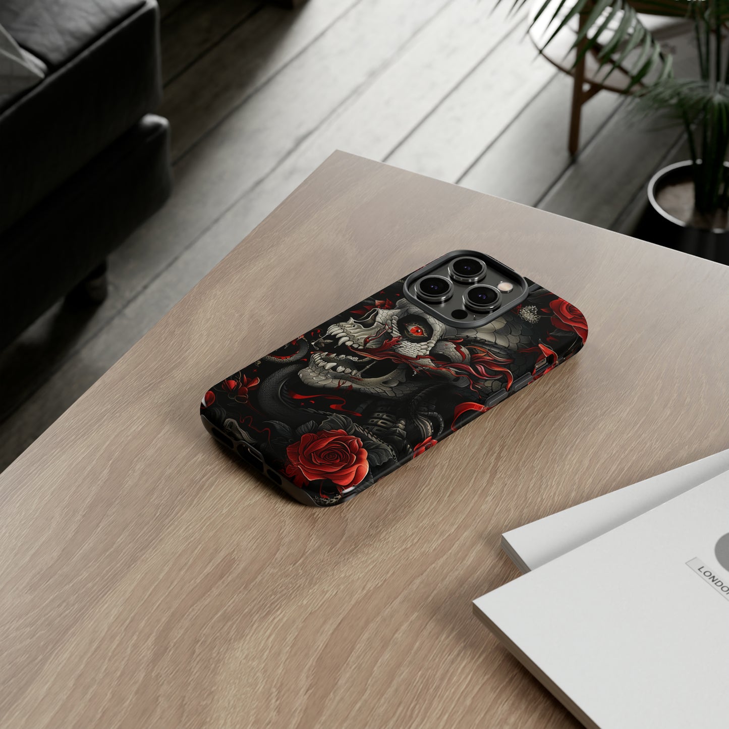 Tough Phone Case Skull and Rose 03