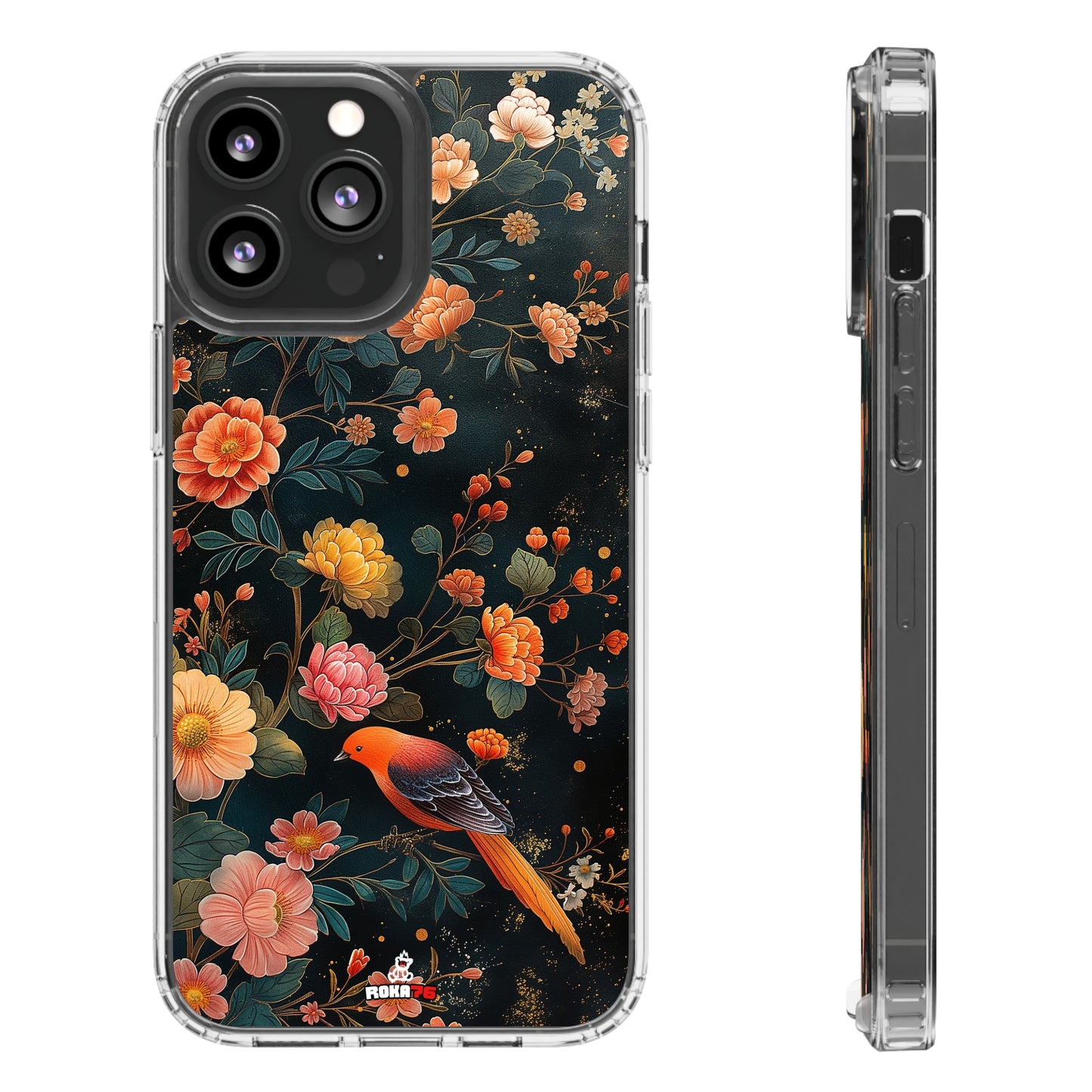 Clear Phone Cases Flower Bird Design