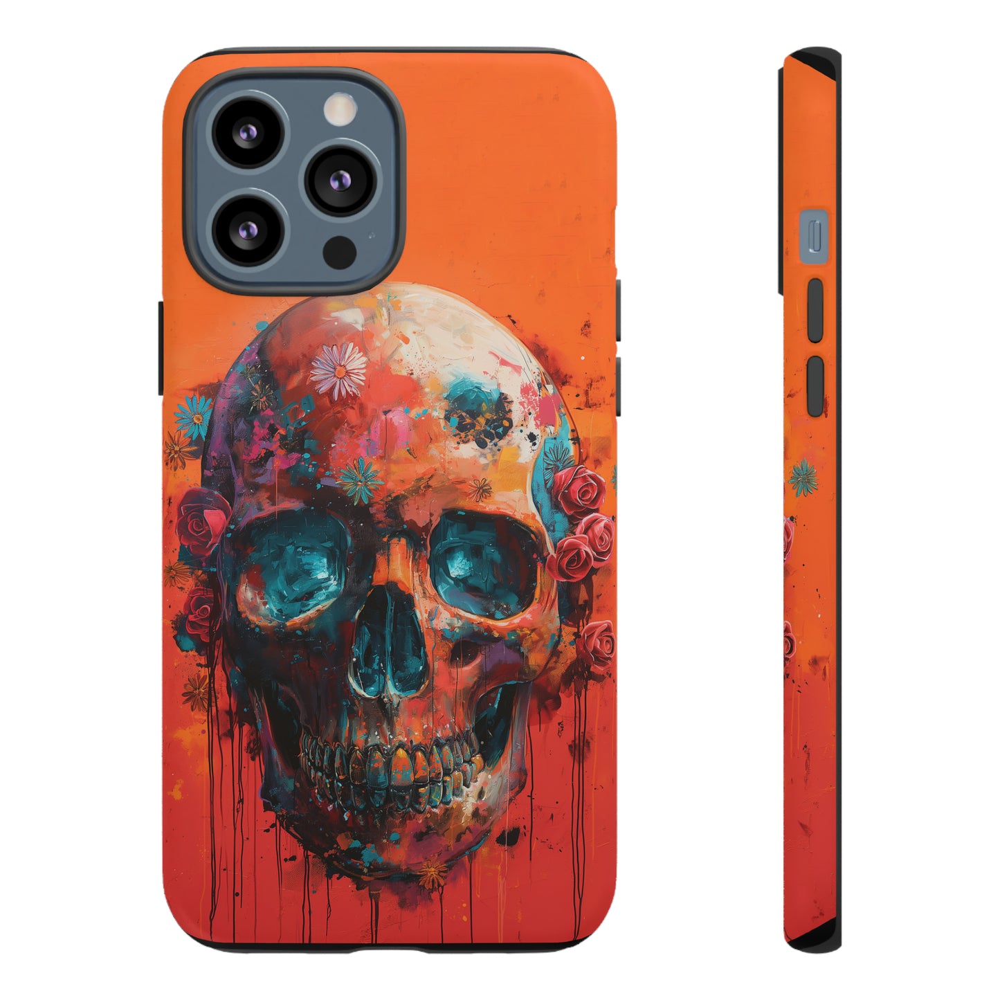 Tough Phone Case Orange Skull