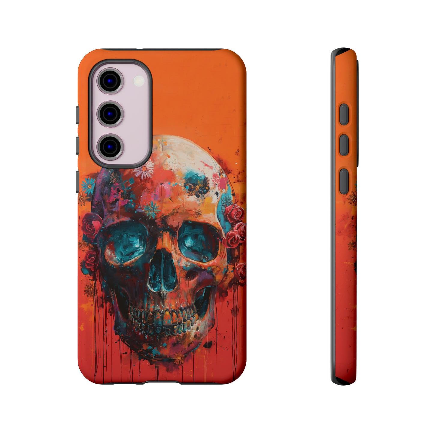 Tough Phone Case Orange Skull