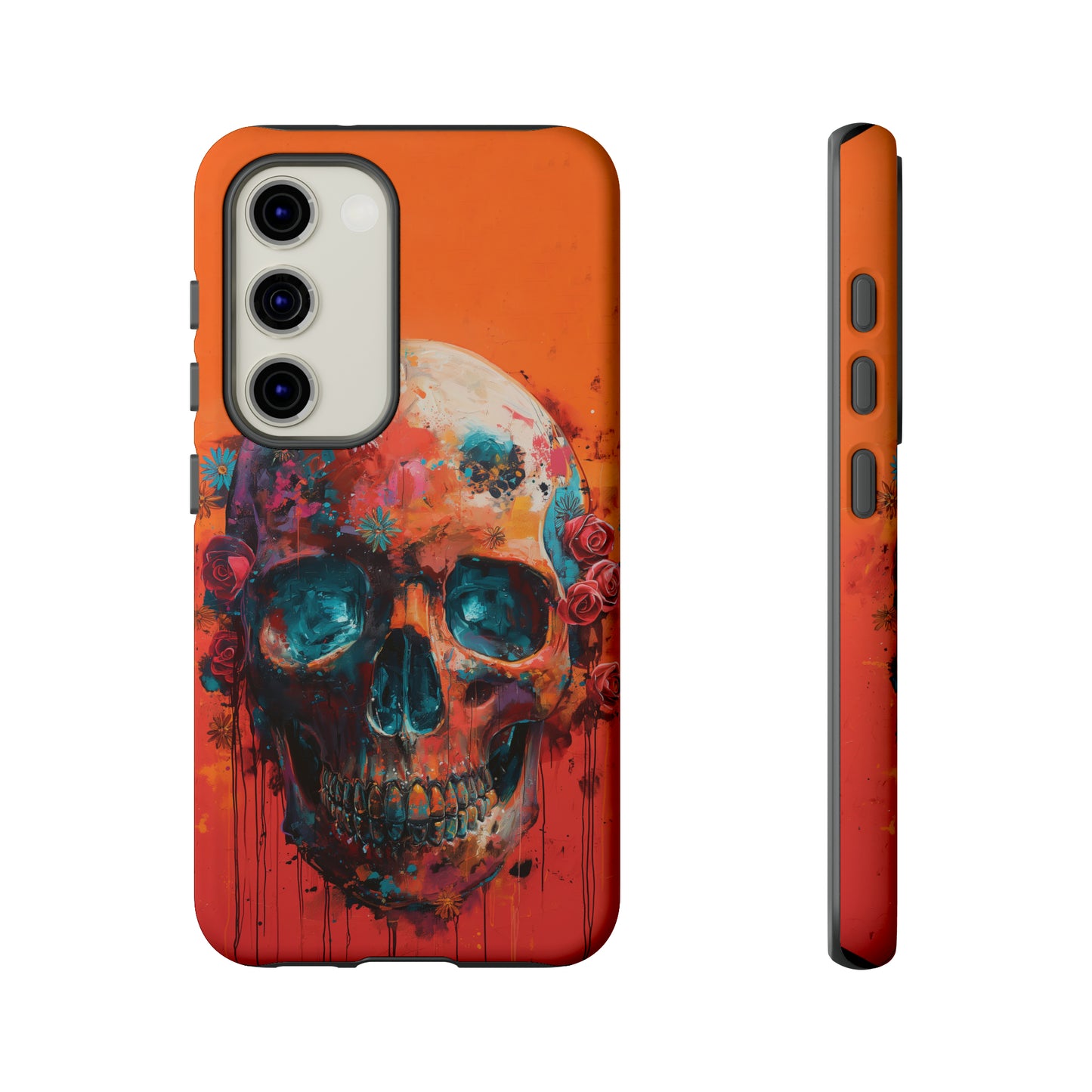 Tough Phone Case Orange Skull