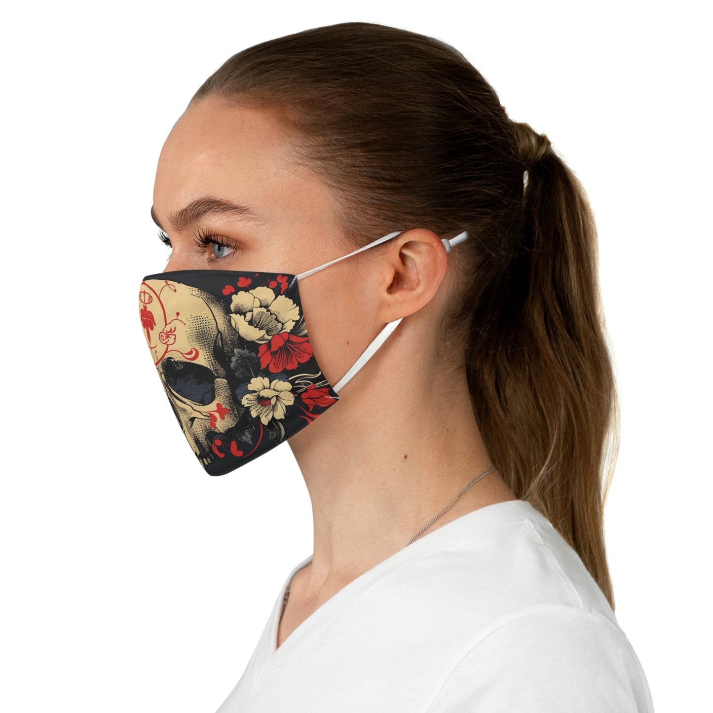 Fabric Face Mask Rose Skull Design