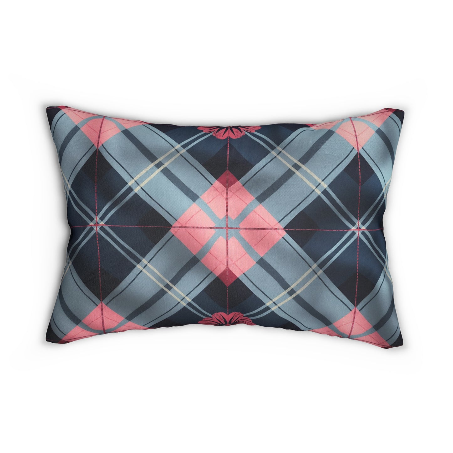 Spun Polyester Lumbar Pillow Blue Pink