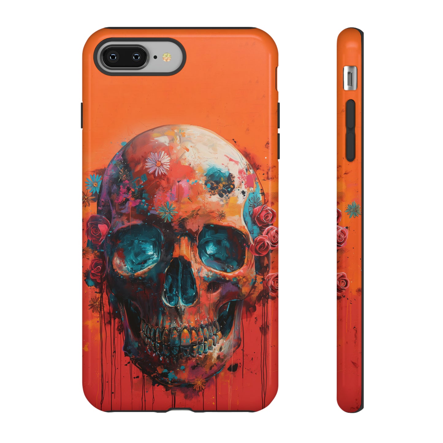 Tough Phone Case Orange Skull